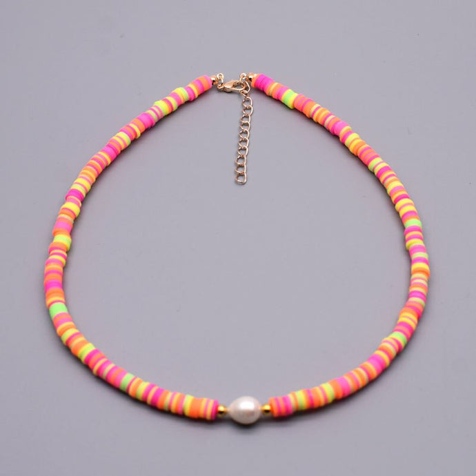 FRENCHIE & MINT | Fluro Multi Polymer & Pearl Necklace