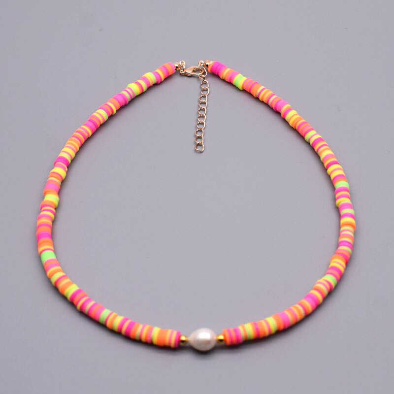 FRENCHIE & MINT | Fluro Multi Polymer & Pearl Necklace