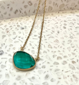Faceted 22k gold plate necklace
