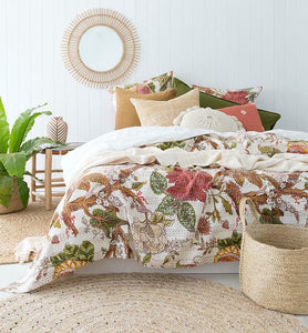 BED LINEN | White Garden Kantha Quilt