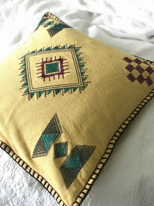 CUSHIONS | Mustard tribal embroidered cushion cover
